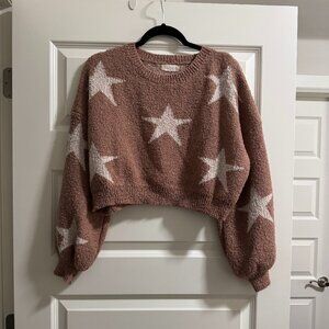 Altar'd State Cropped Star Open Weave Sweater Sz S